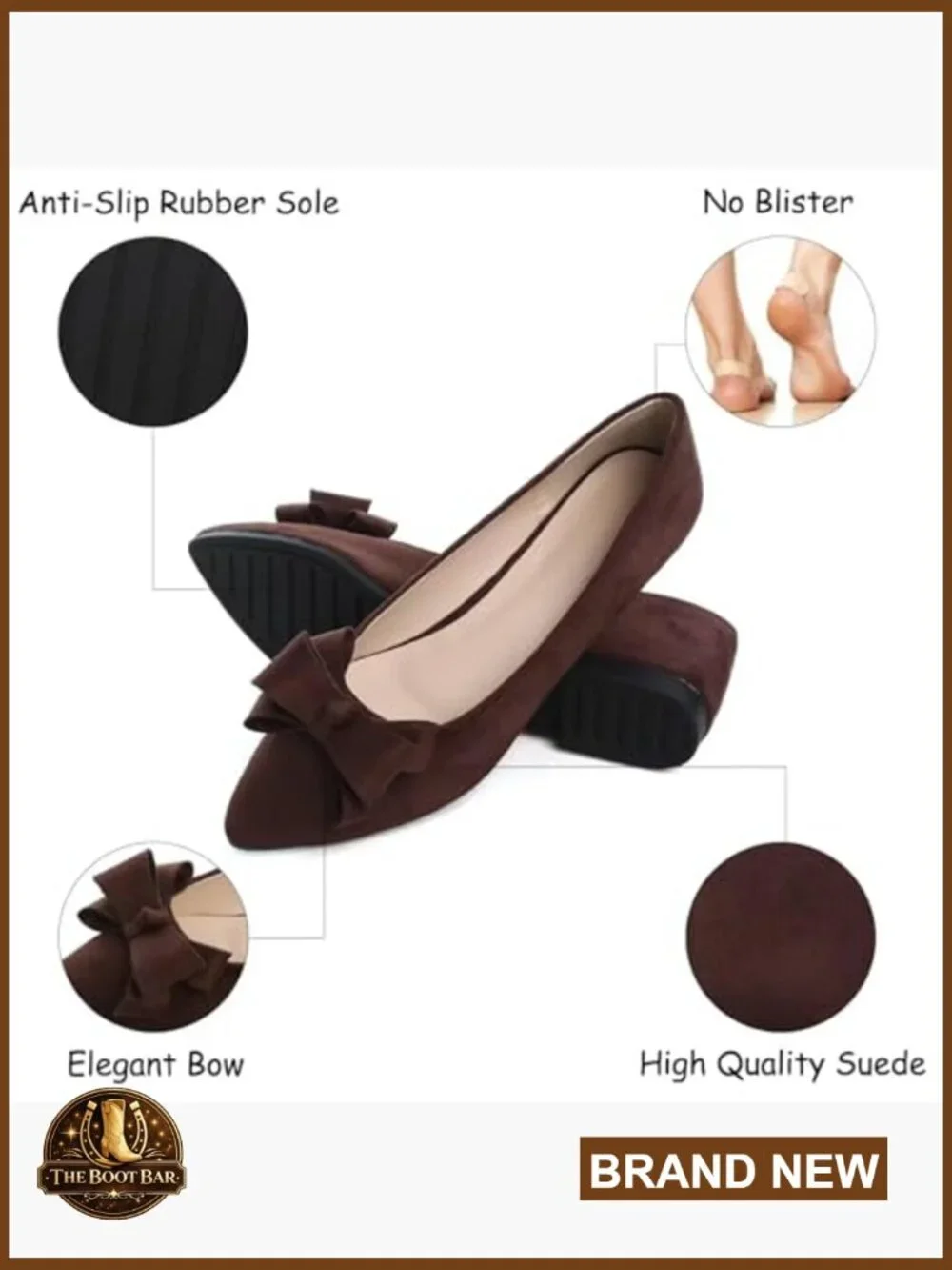 Pointed Toe Ballet Flats with Bow Knot, Slip-On Loafers for Business Casual Wear